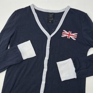 Doctor Who Her Universe Long Sleeve Cardigan Blue Knit Police Call Box‎ Large